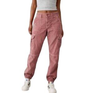 American Eagle Super High Rise Pink Baggy Jogger Stretch Pants 14